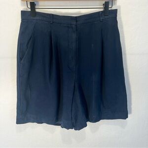 Vintage Lauren Ralph Lauren 100% Silk Shorts Women’s Size  10 Navy Blue